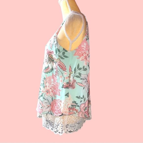 Chenault cute pretty pale green with lots of flowers in pinks and white! - Picture 6 of 10